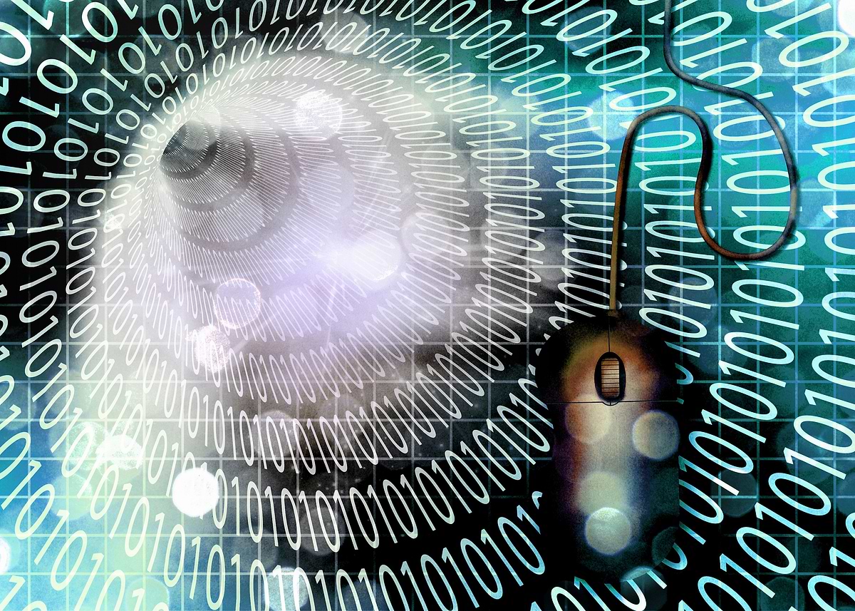 'Computer Mouse and Binary' Poster, picture, metal print, paint by ...