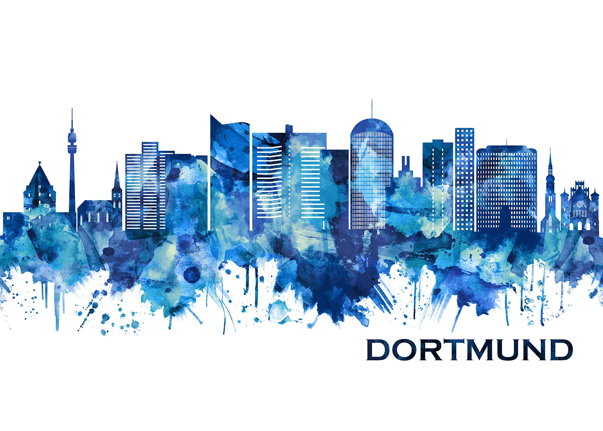 Dortmund Germany Skyline' Poster, picture, metal print, paint by