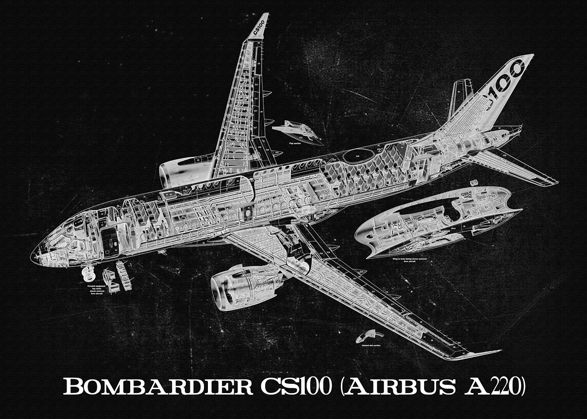 'Bombardier CS100 Airbus A' Poster, picture, metal print, paint by JAT ...