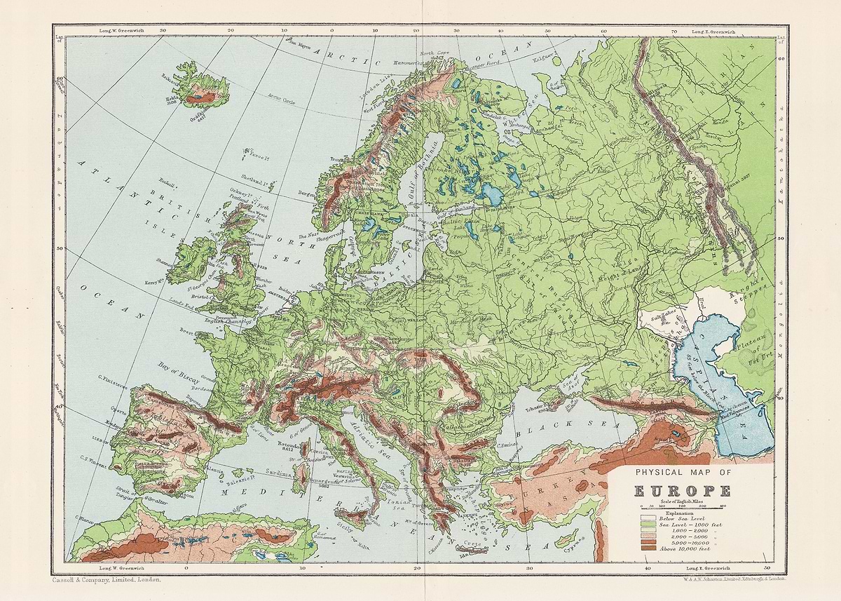 '1908 Vintage Europe Map' Poster, picture, metal print, paint by Daryl ...