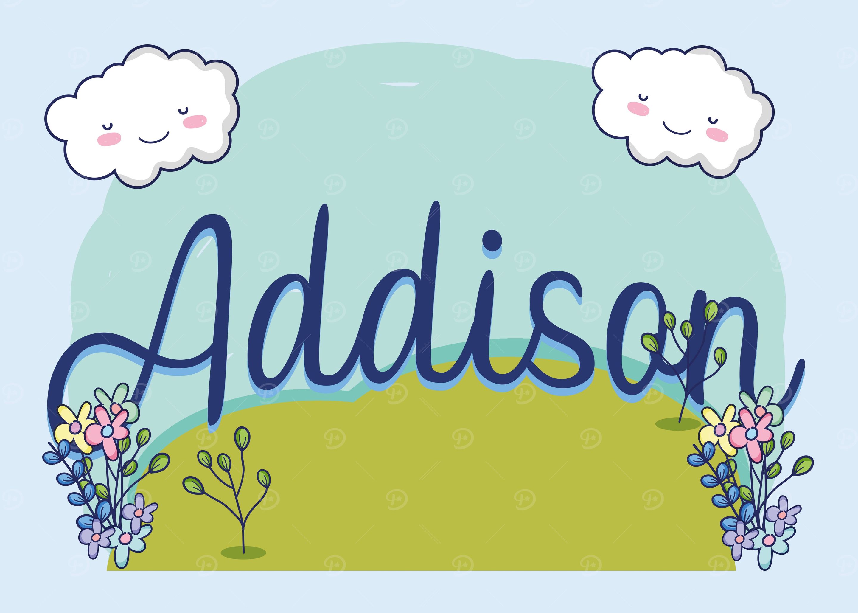 'ADDISON Baby Name Sign' Poster, picture, metal print, paint by Held ...