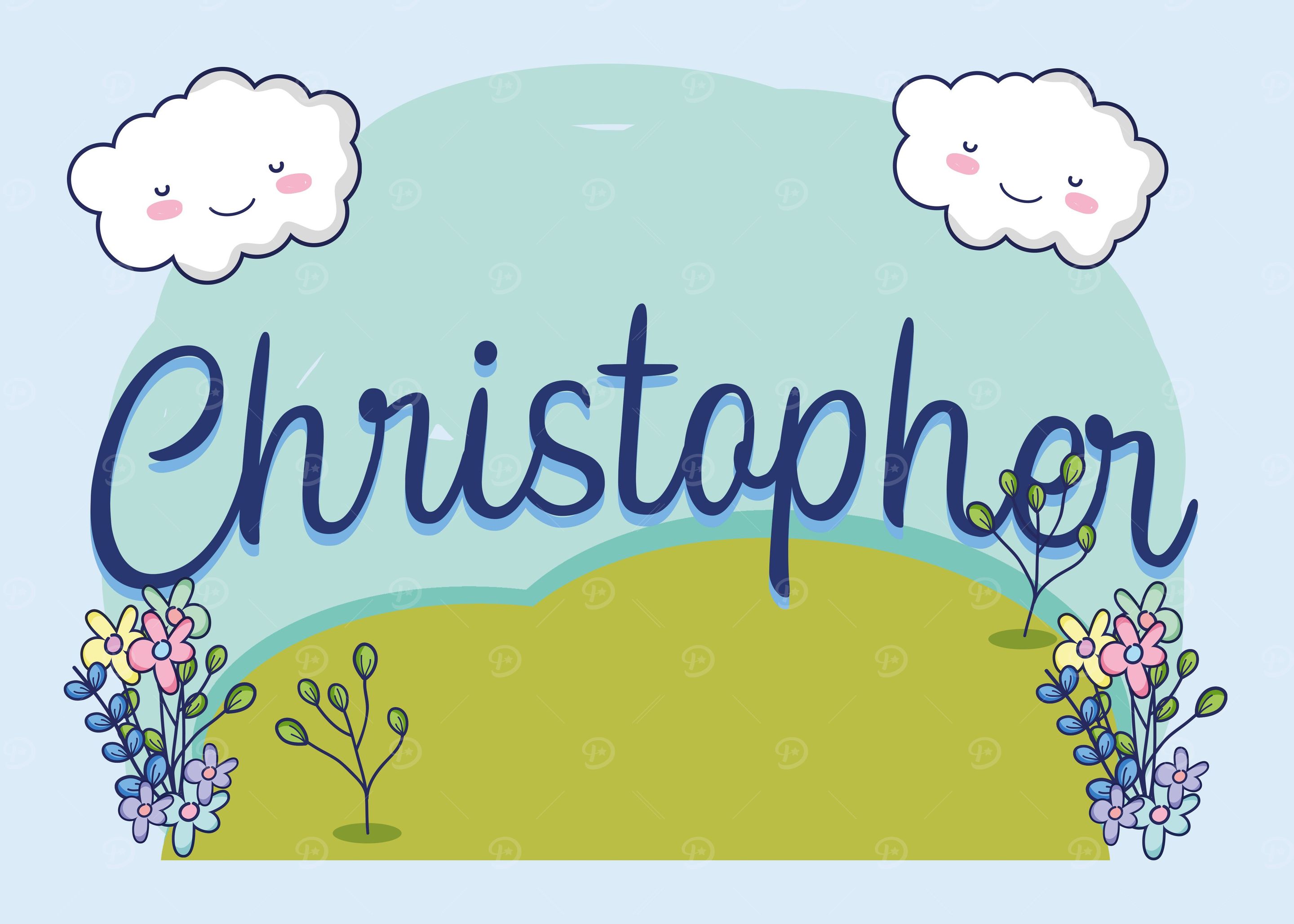 'CHRISTOPHER Baby Name Sign' Poster, picture, metal print, paint by ...