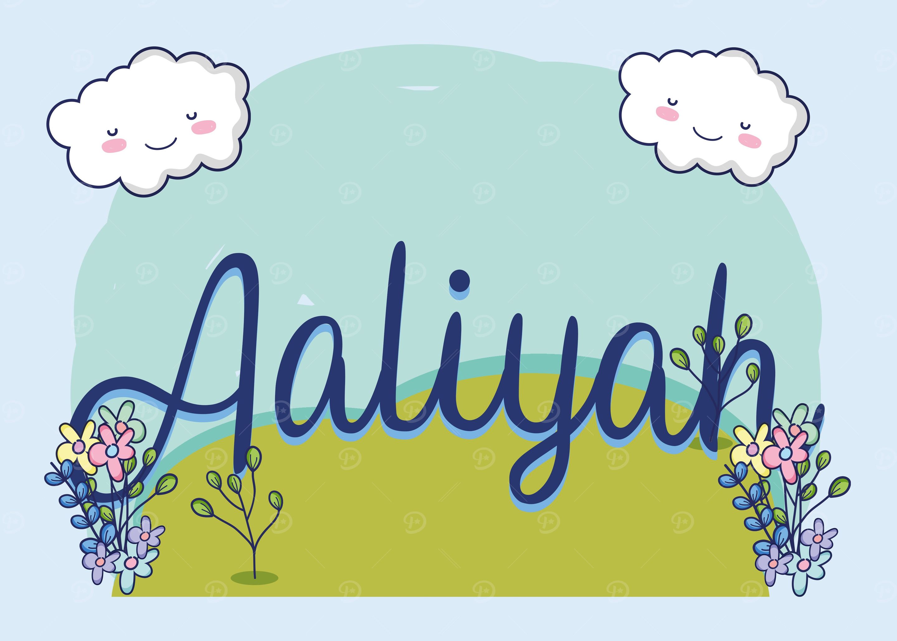 'AALIYAH Baby Name Sign' Poster, picture, metal print, paint by Held ...