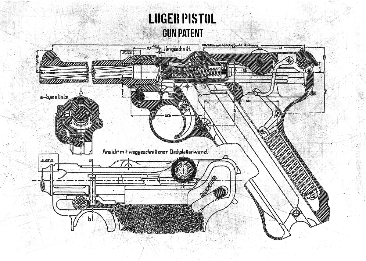 Luger Layout 'luger pistol' Poster, picture, metal print, paint by MAXART DESIGN ...