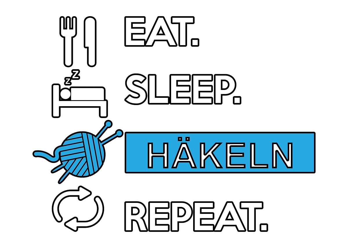 'Eat Sleep Crochet Hook' Poster, picture, metal print, paint by ...