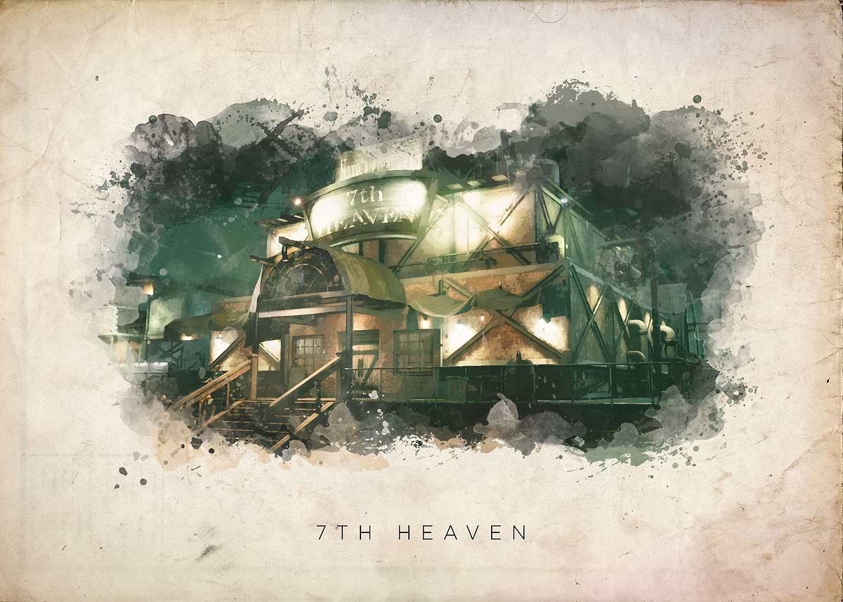 'FF7 7th Heaven' Poster, picture, metal print, paint by Nick Strom