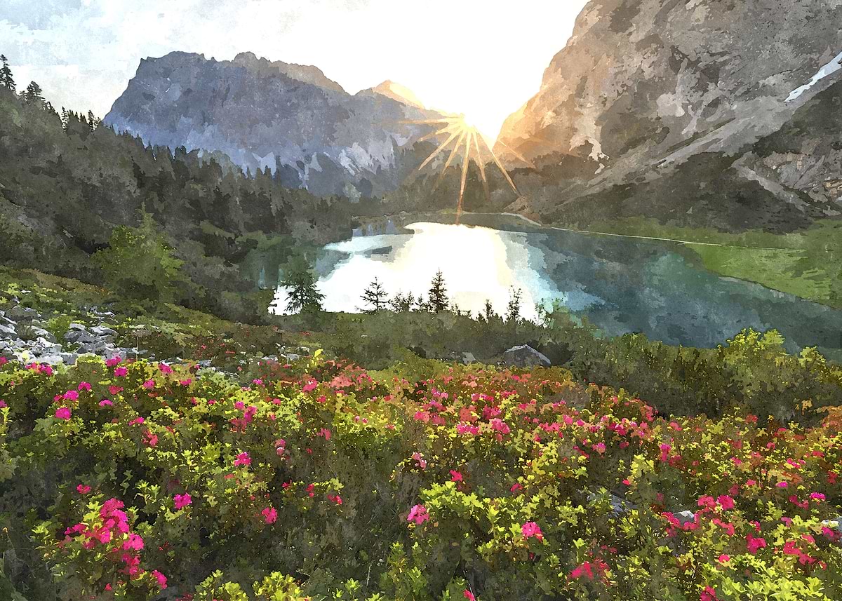 'Spring Mountains' Poster, picture, metal print, paint by david pick ...