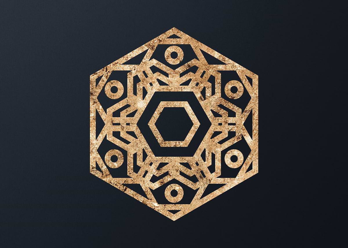 Gifu Rune 'Gold Geometric Glyph Runes' Poster, picture, metal print, paint by ...