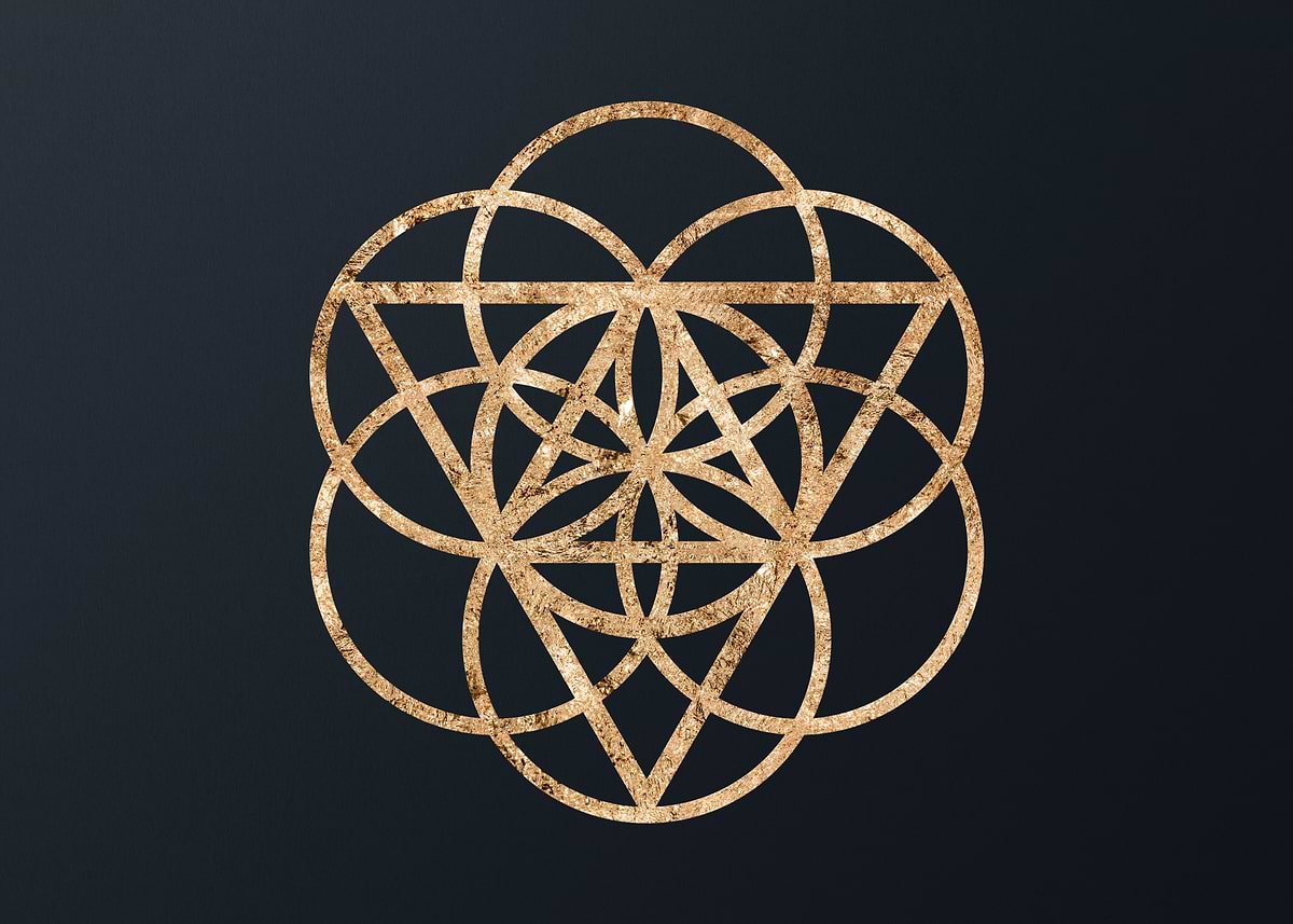 Gifu Rune 'Gold Geometric Glyph Rune' Poster, picture, metal print, paint by Holy ...