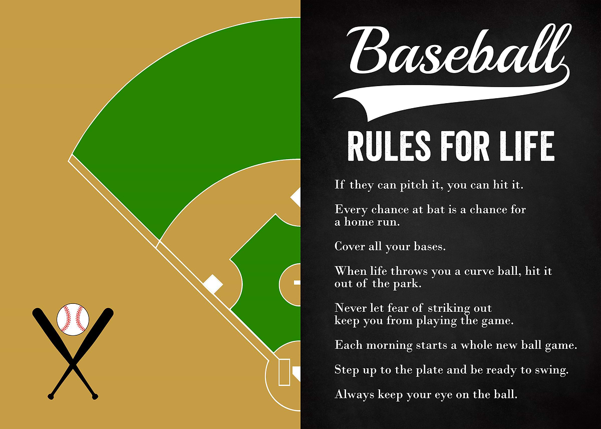 'BASEBALL RULES CHALK' Poster, picture, metal print, paint by Atomic ...