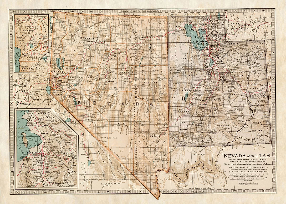 'NEVADA UTAH USA' Poster, picture, metal print, paint by Atomic Chinook ...