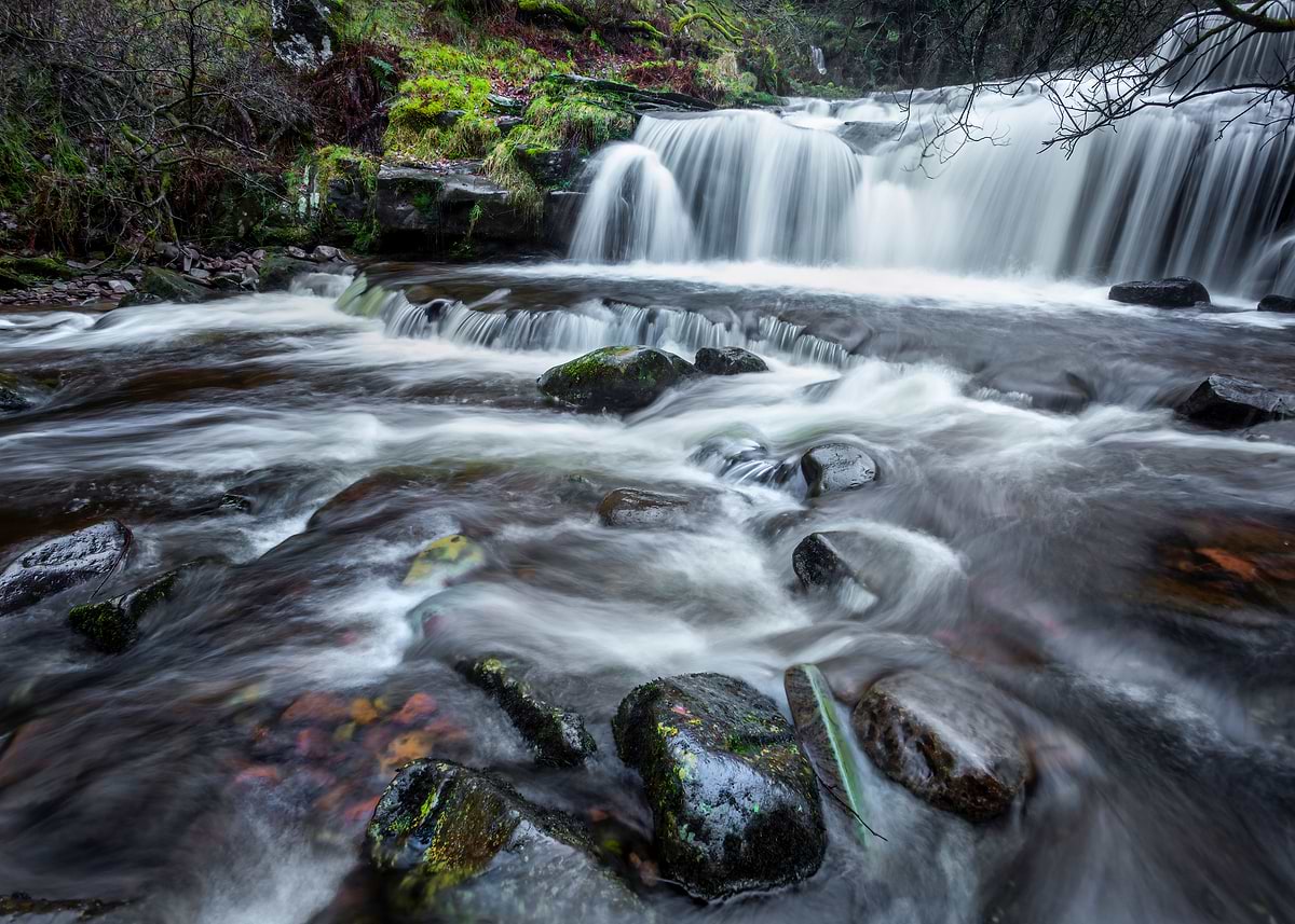 'Wet rocks and waterfalls' Poster, picture, metal print, paint by ...