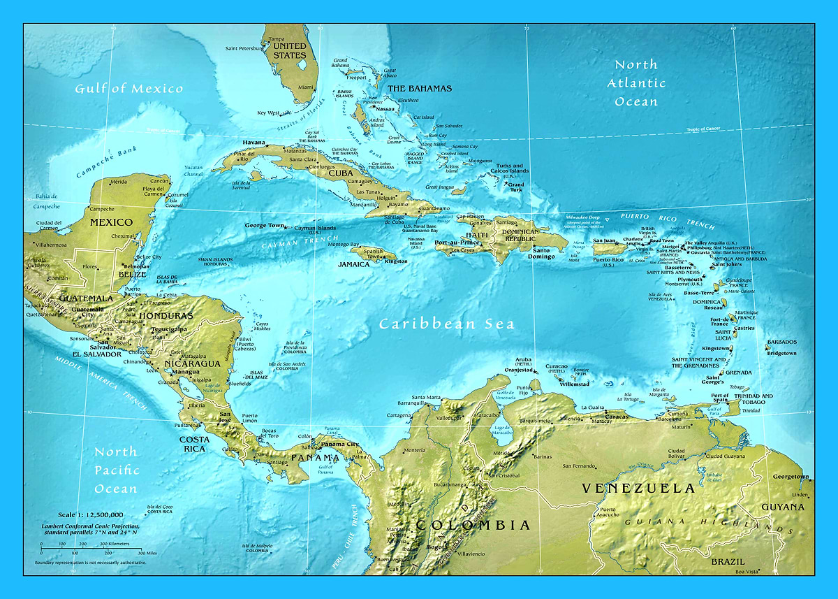 'Central America Map' Poster, picture, metal print, paint by Sam Kal ...