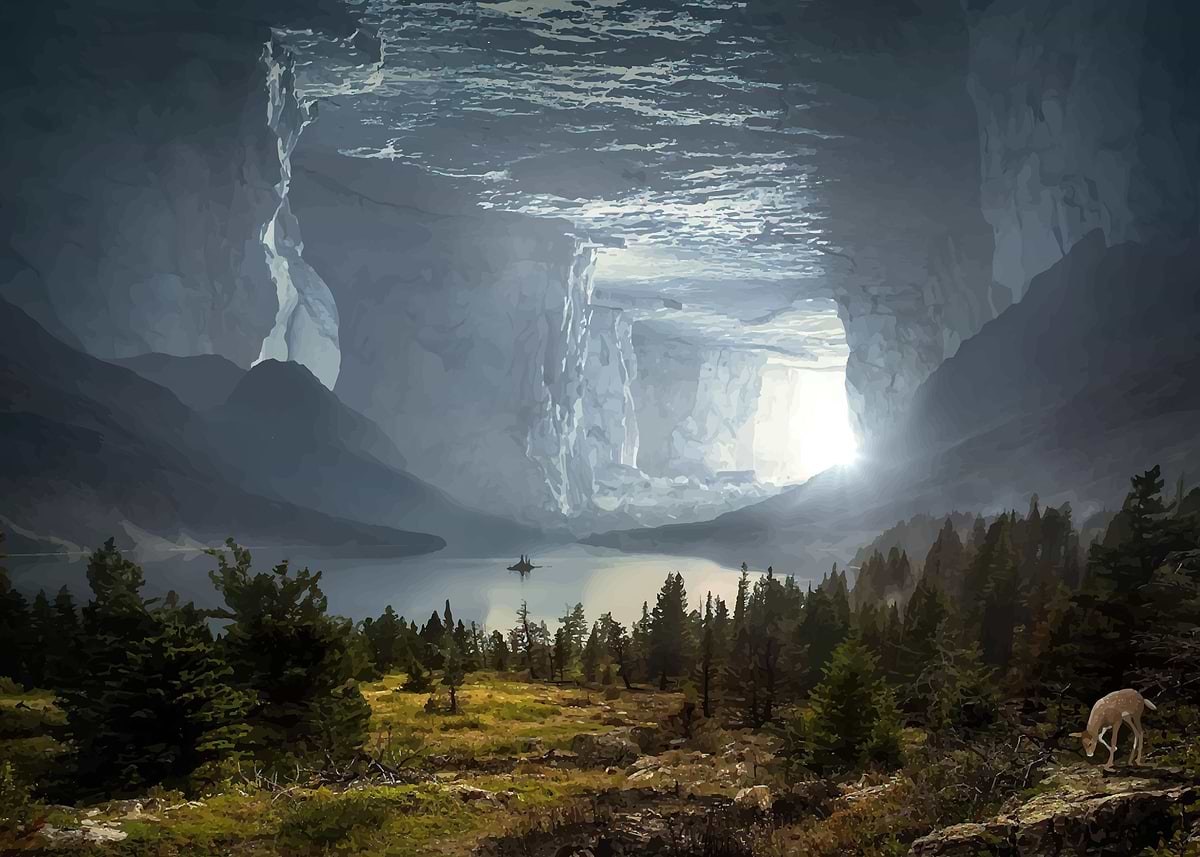'Huge Cave' Poster, picture, metal print, paint by WAA STUDIO | Displate
