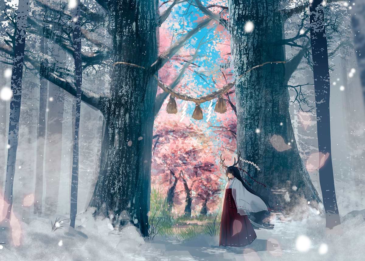'Anime Girl forest scenery' Poster, picture, metal print, paint by Joel