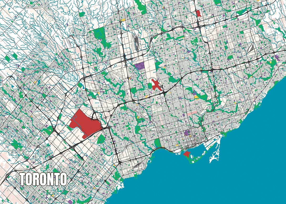 'City map of Toronto' Poster, picture, metal print, paint by Sam Kal ...