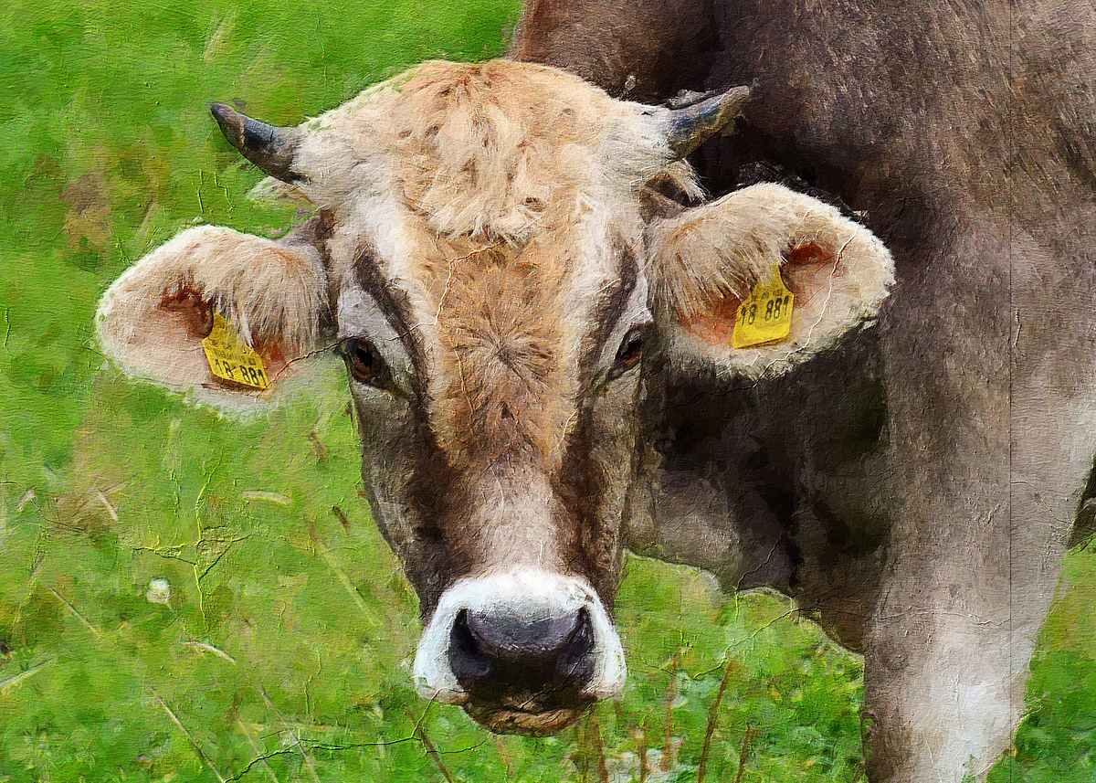 'Cute cow' Poster, picture, metal print, paint by Riddle Mack | Displate