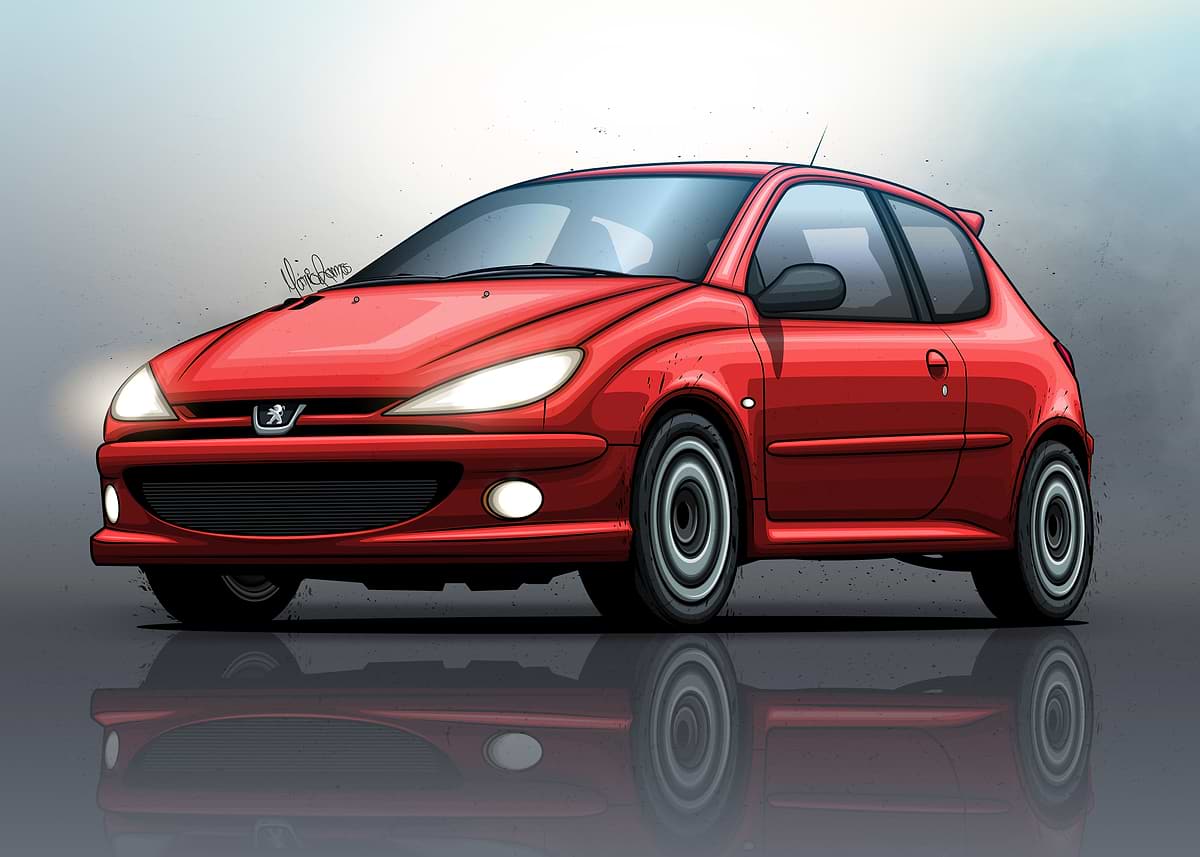 Peugeot 206 Art in Red' Poster, picture, metal print, paint by