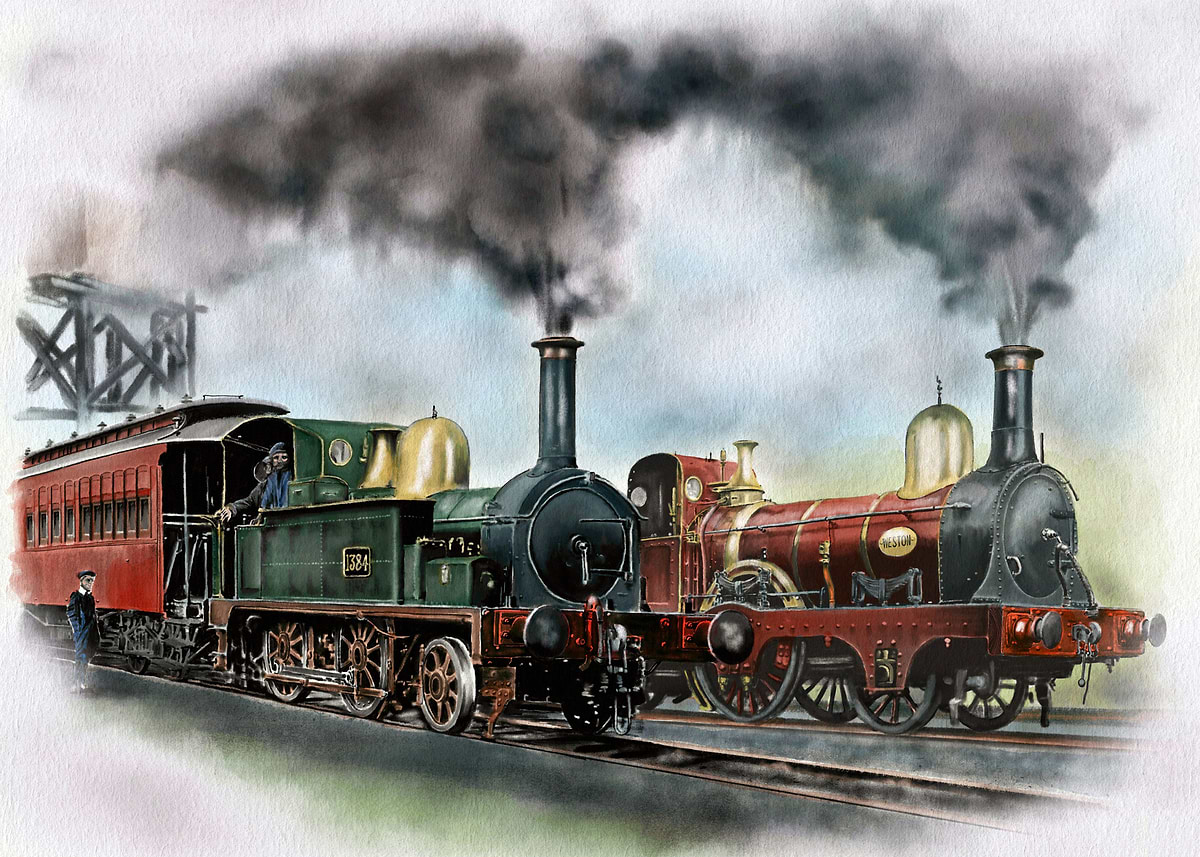 'Vintage Train locomotive' Poster, picture, metal print, paint by Max ...