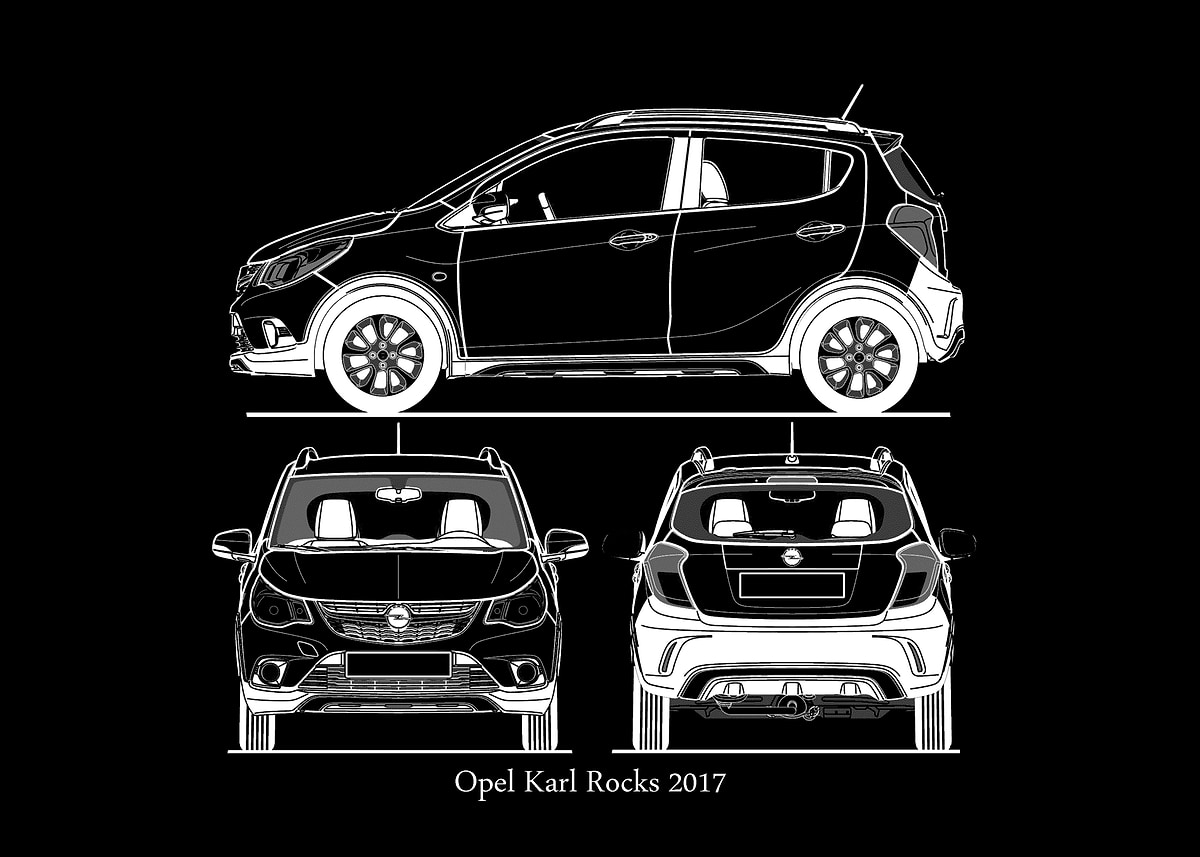 Opel Rocks Blueprint 'Opel Karl Rocks 2017' Poster, picture, metal print, paint by ke ke ...