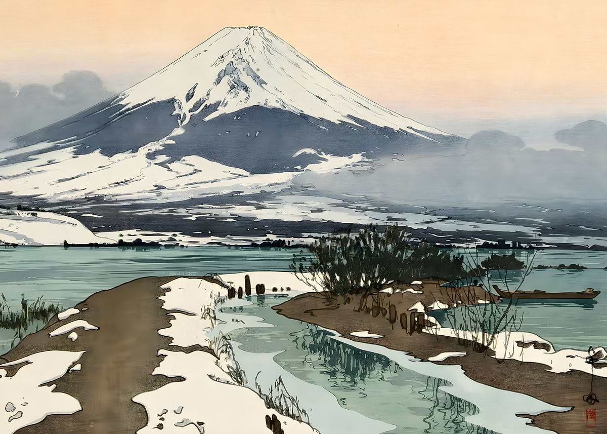 Ukiyo e Fuji Kawaguchi Lak' Poster, picture, metal print, paint by