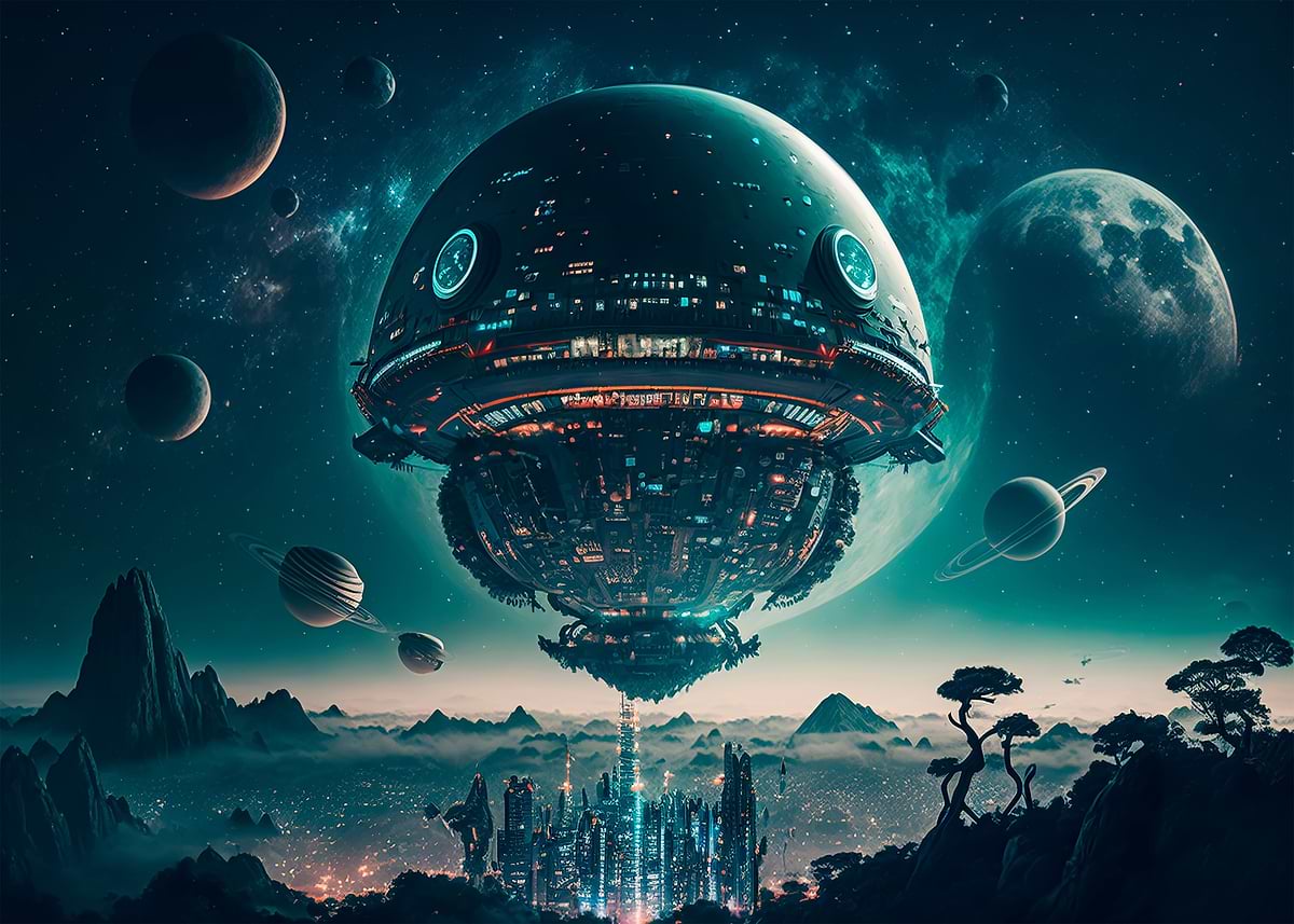 'Alien spaceship' Poster, picture, metal print, paint by Hilda Warren ...