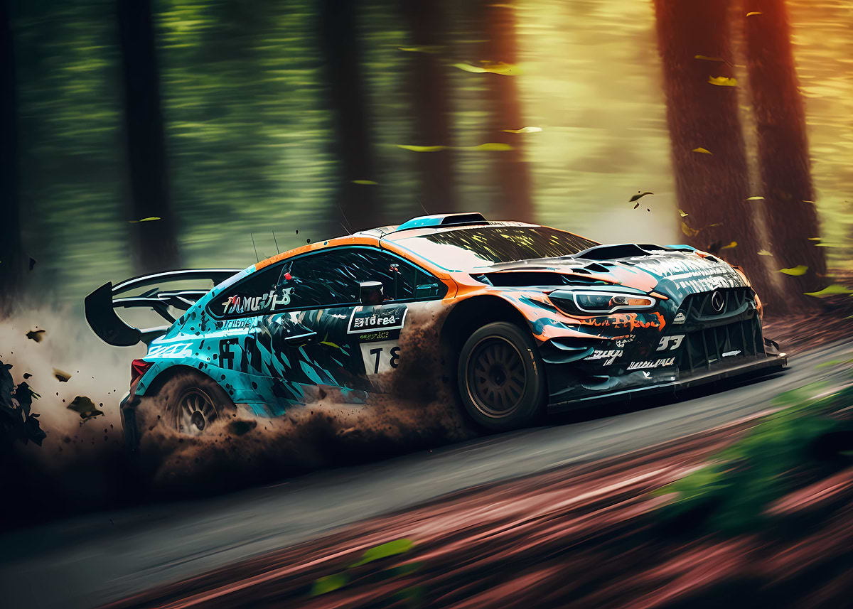 Forest Racing Background 'Forest rally car race' Poster, picture, metal print, paint by Jiri ...