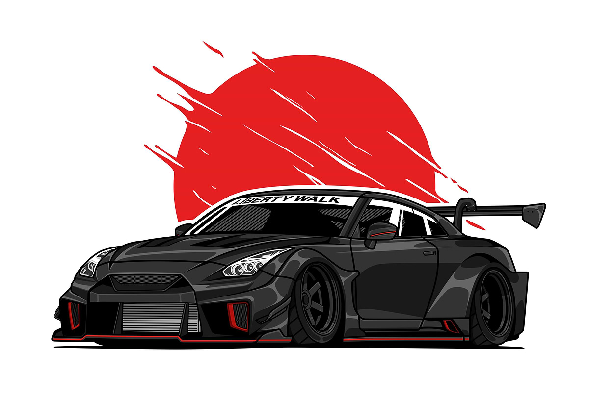 Nissan GTR R35' Poster, picture, metal print, paint by Heru