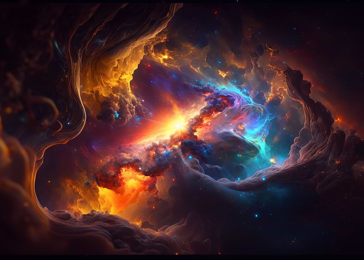 'Colorful Space Abstract' Poster, picture, metal print, paint by Jiri ...