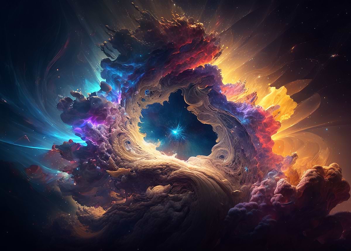 'Colorful Space Abstract' Poster, picture, metal print, paint by Jiri ...