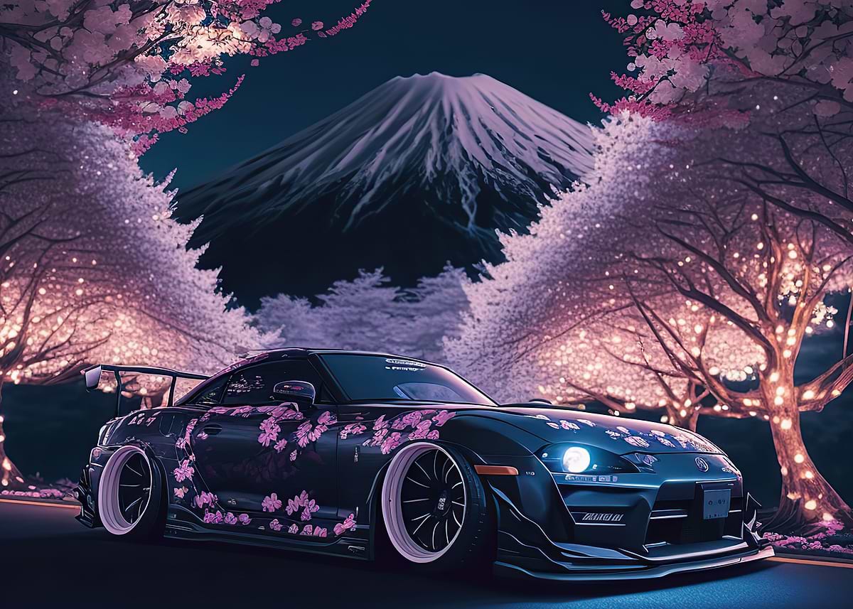 Nissan S15 Silvia Sakura' Poster, picture, metal print, paint by