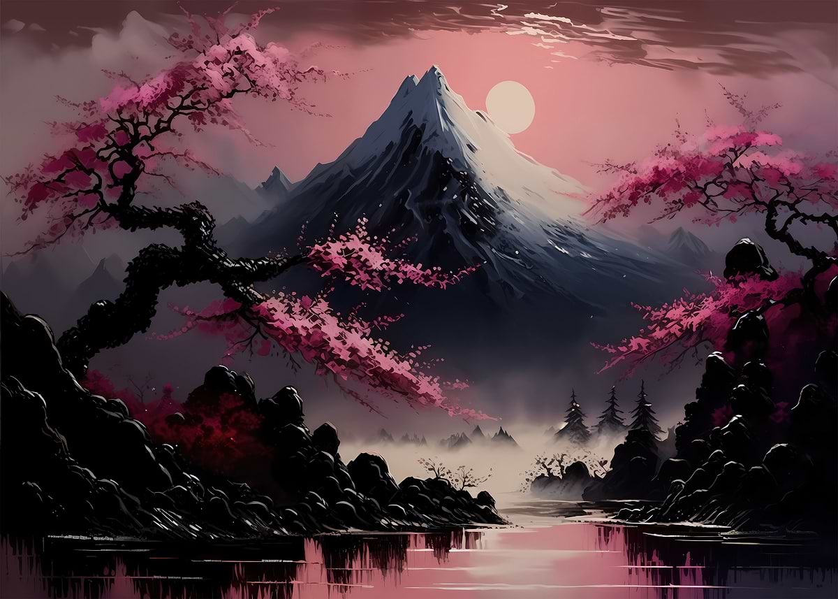 Japan Landscape Fuji' Poster, picture, metal print, paint by Leika