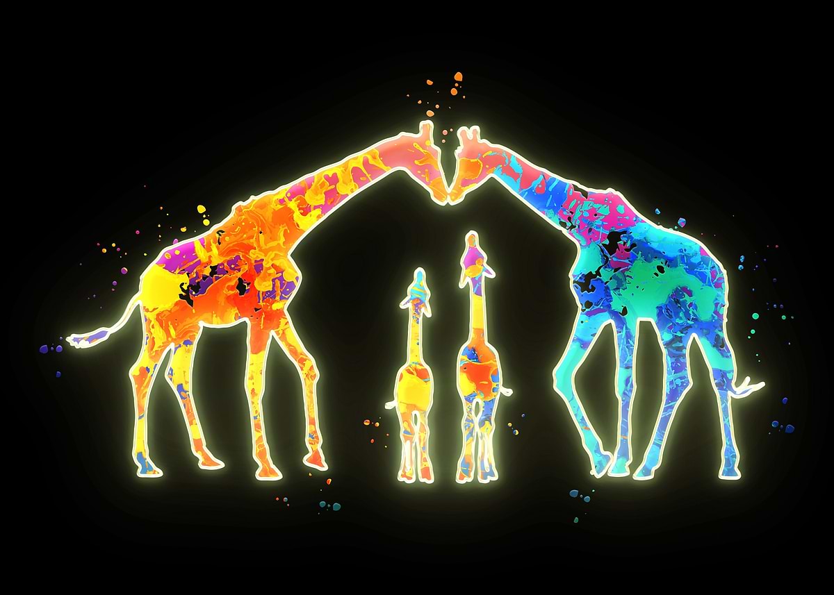 'Giraffe Family' Poster, picture, metal print, paint by Morgan Moorhead ...