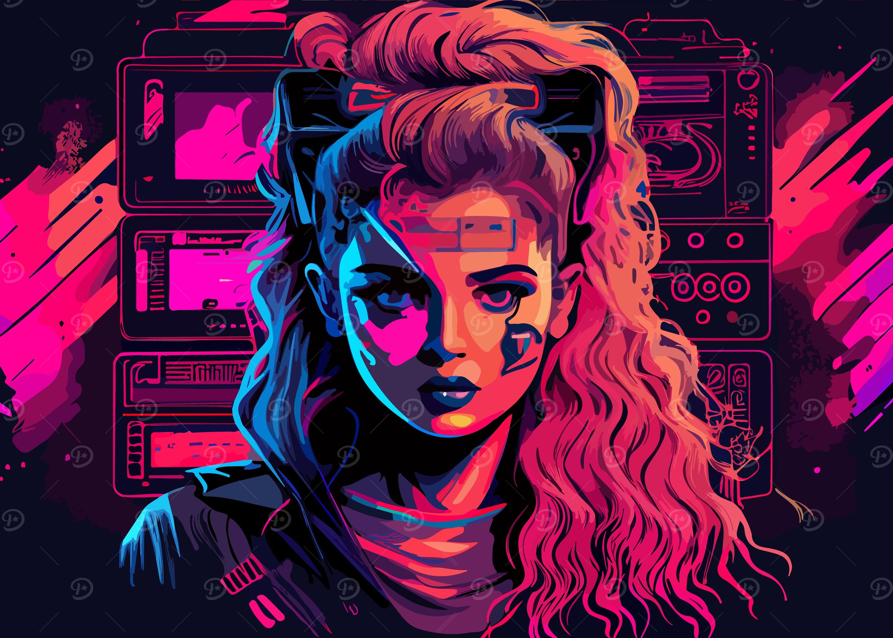 'Tech Girl' Poster, picture, metal print, paint by ArtWorld Emporium ...