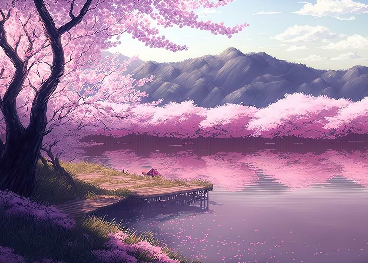 Cherry blossom japan' Poster, picture, metal print, paint by
