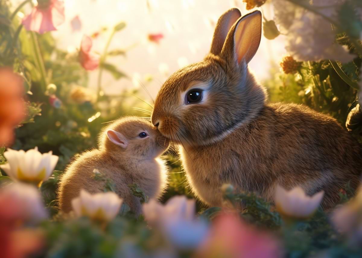 'Rabbit Mother Love' Poster, picture, metal print, paint by Kitty Bern ...