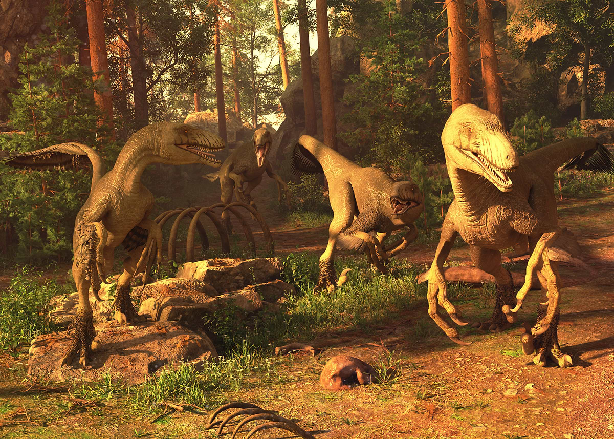 Hunting Raptors 'Raptors Hunting dinosaur' Poster, picture, metal print, paint by Gigi ...