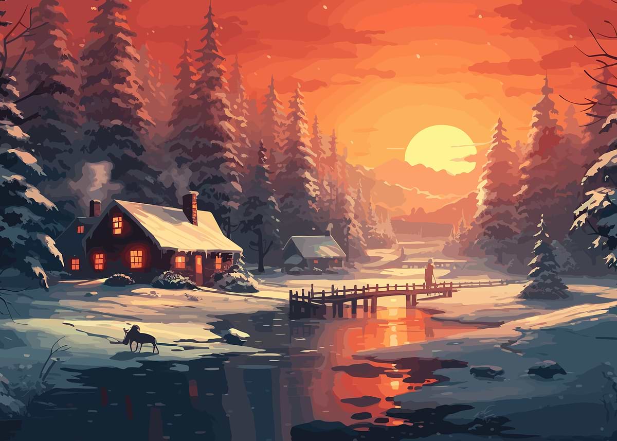 額装済/ノースバーウィック/アンドリュージョンソン/アート/ポスター/インテリア Winter Landscape ' Poster, picture, metal print, paint by Violet