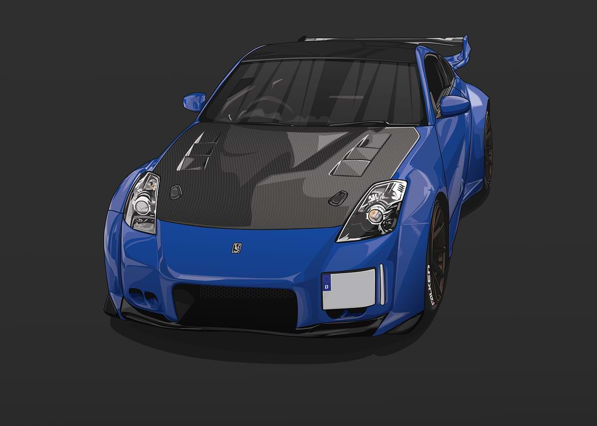 Nissan 350Z Veilside Blue Poster, Picture & Metal Print – Sports