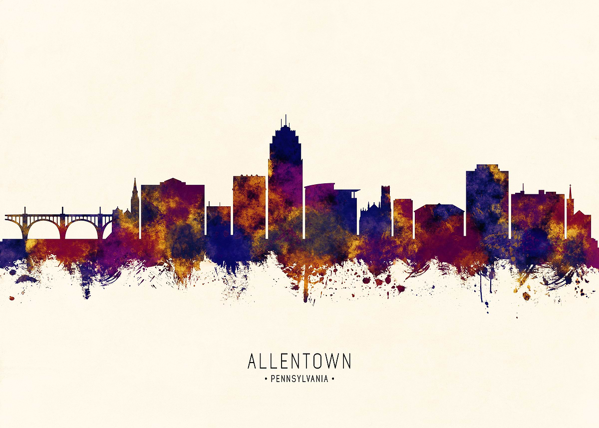 Illustrated skyline view of Allentown, Pennsylvania