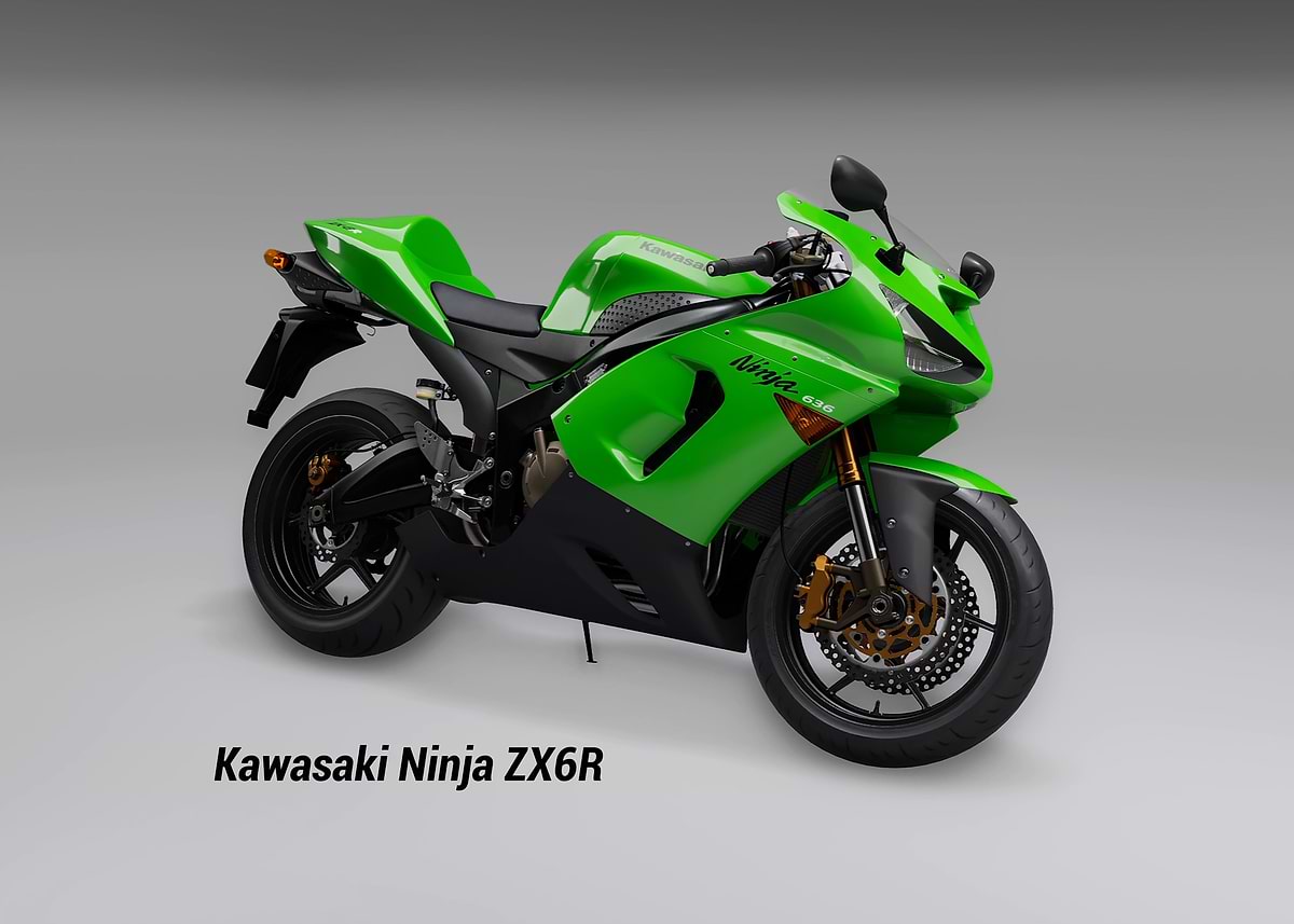 Kawasaki Ninja ZX6R' Poster, picture, metal print, paint by One