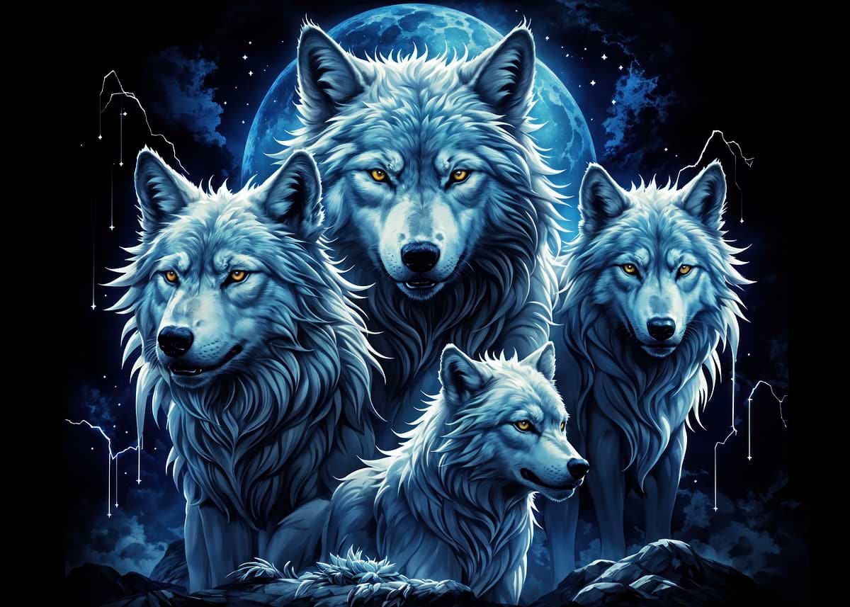 Wolf pack' Poster, picture, metal print, paint by Below Horizon