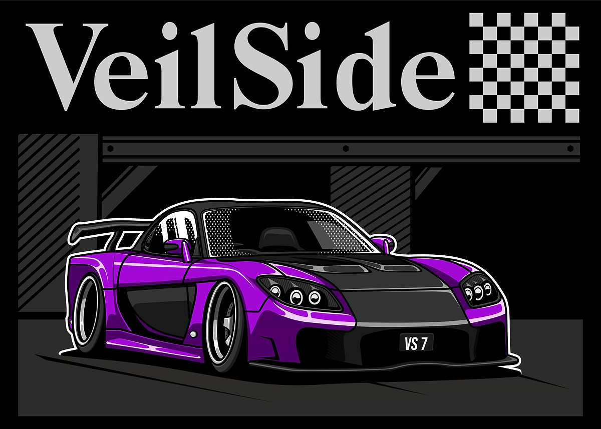 VeilSide RX7 FD3S Purple' Poster, picture, metal print, paint by