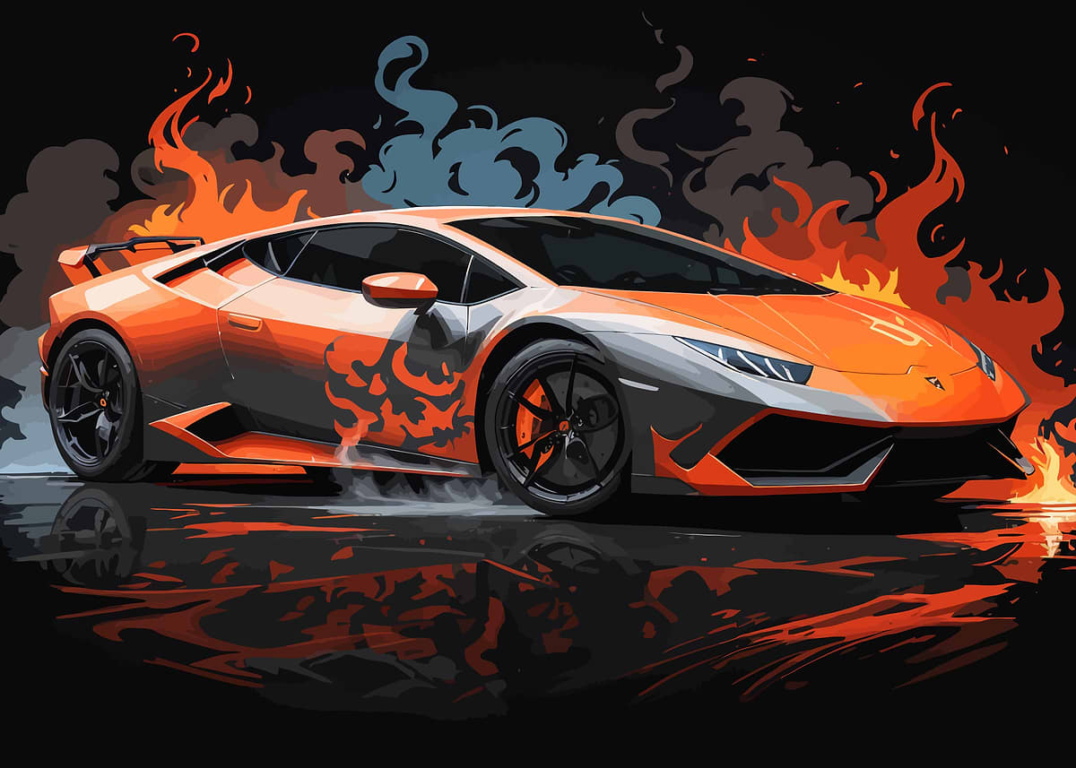 Lamborghini Fire' Poster, picture, metal print, paint by MASTER