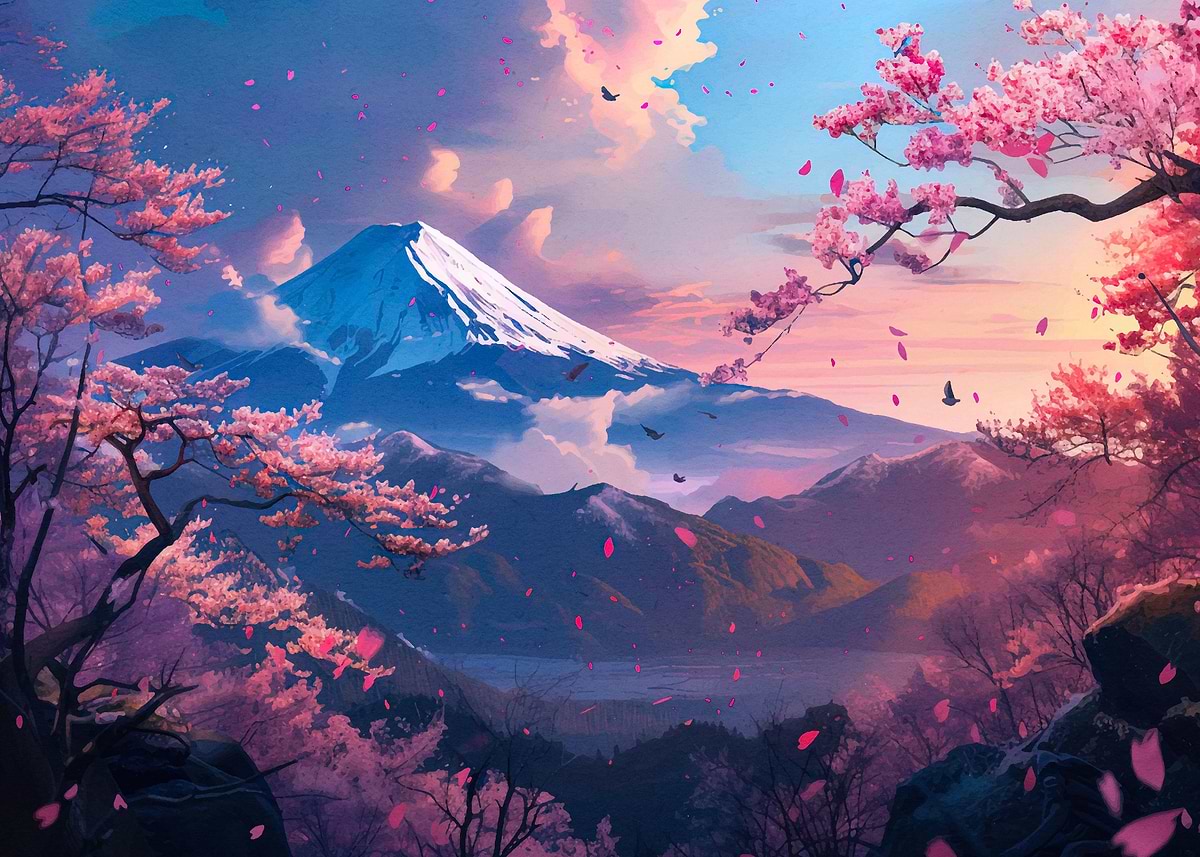 cherry blossom japan' Poster, picture, metal print, paint by dunn