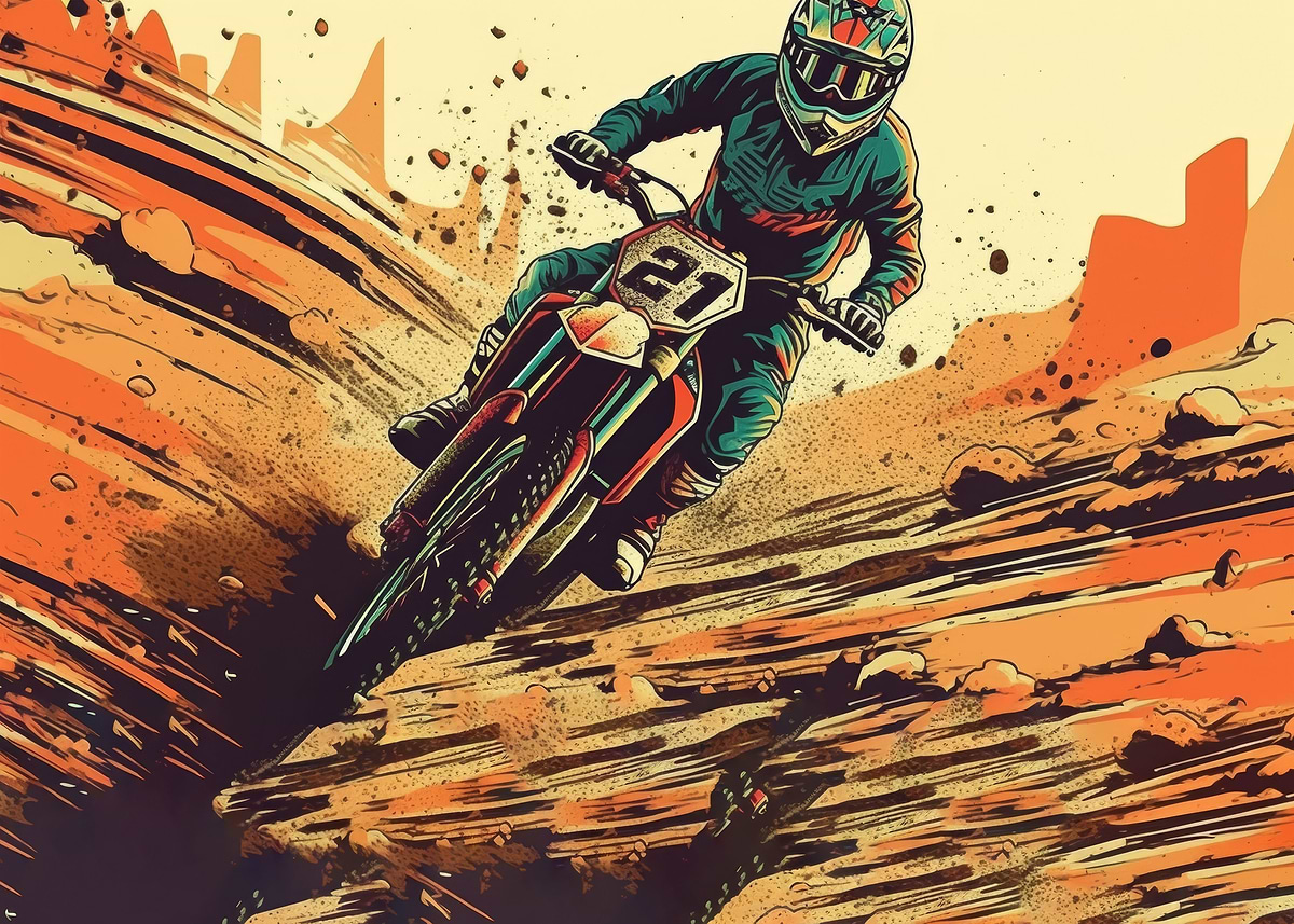 Mx Rider Poster 'Motocross rider drive' Poster, picture, metal print, paint by The ...