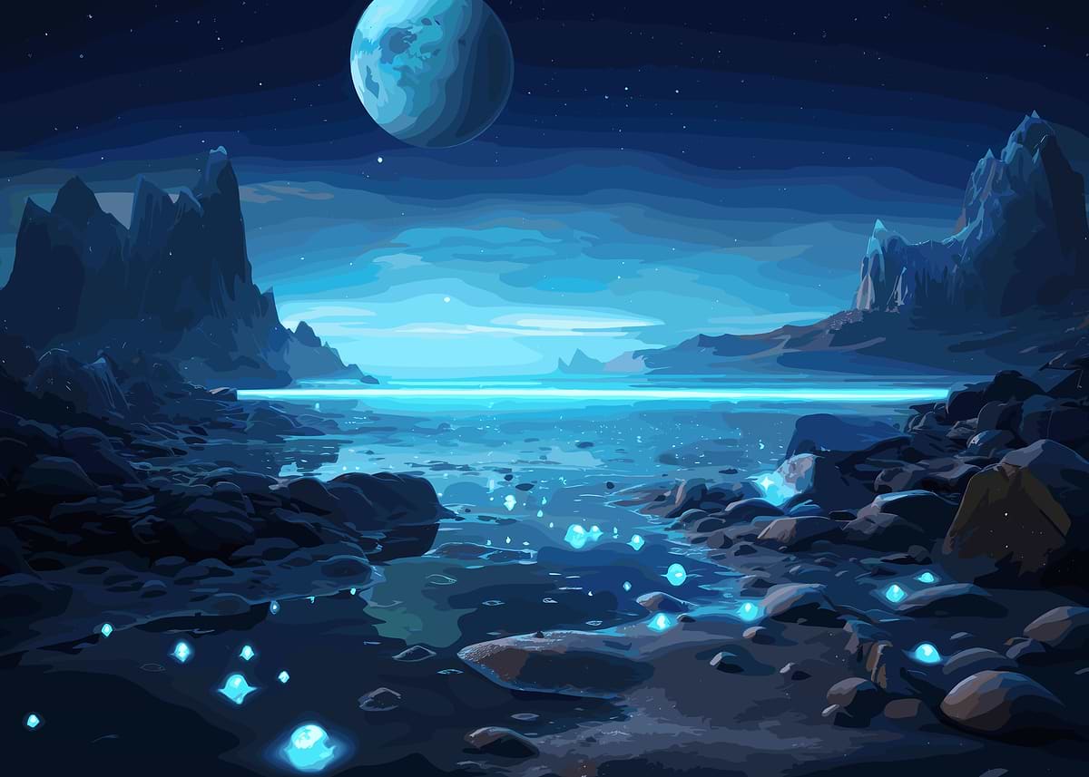 Space Fantasy Landscape' Poster, picture, metal print, paint by