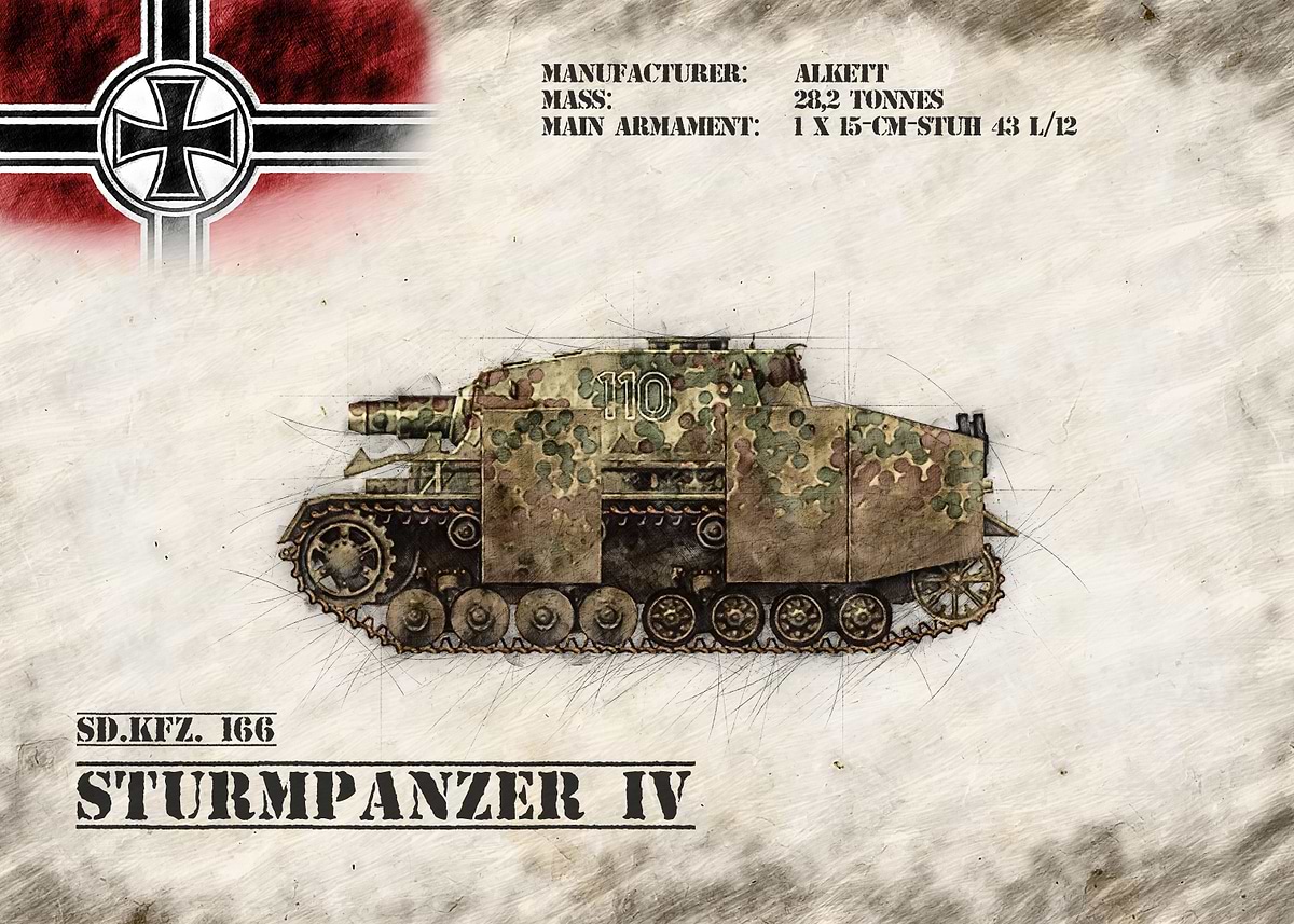 'Sturmpanzer IV' Poster, picture, metal print, paint by Pixxelworks ...