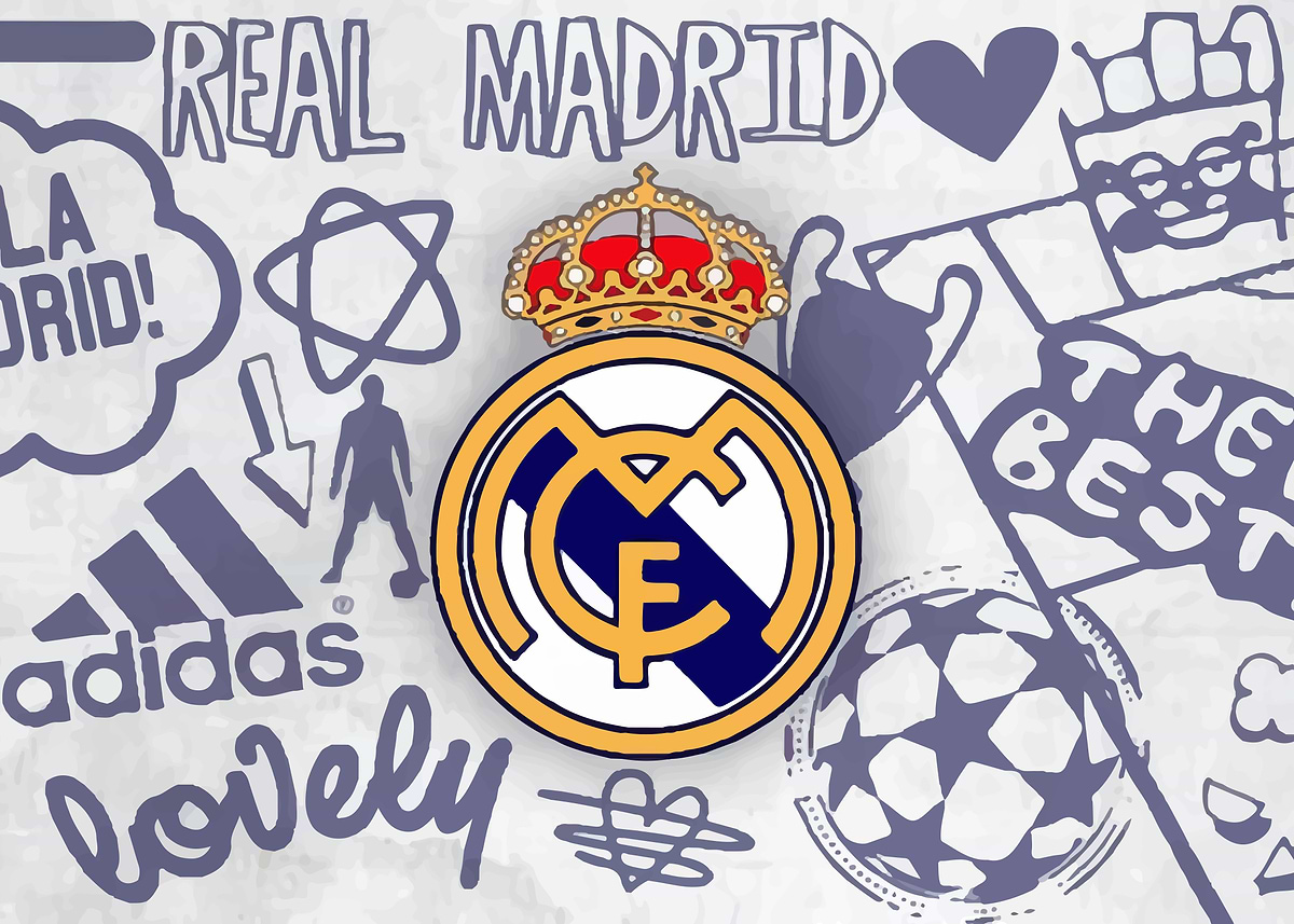 Real Madrid Doodle' Poster, picture, metal print, paint by Zeds