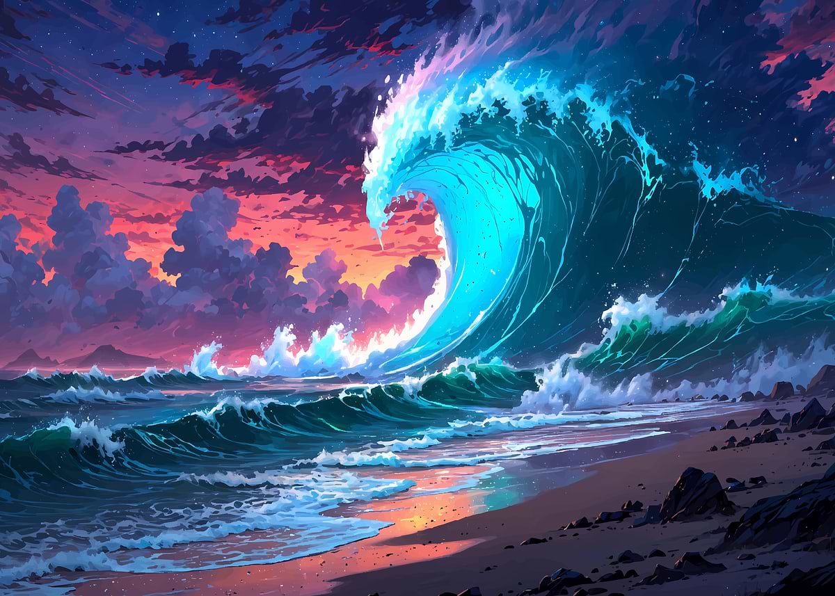 'Great Wave Fantasy Ocean' Poster, picture, metal print, paint by Live ...
